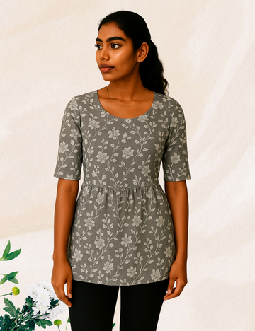 Ash colour floral reyon crop top