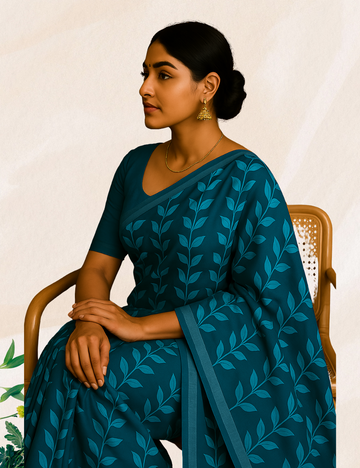 Ramar Green colour curry leaves linine cotton saree