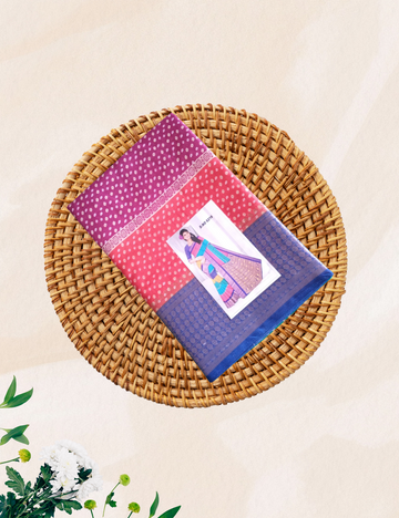 Multi colour dotted dola silk saree