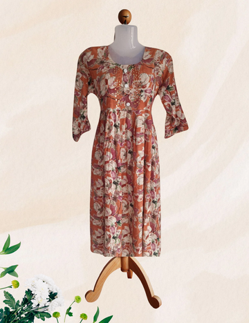 Brown colour umbrella reyon kurthi