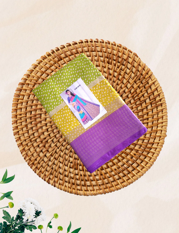 Multi colour dotted dola silk saree