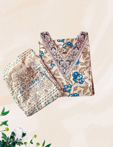 Sandal with blue colour 2 pcs cotton kurta set