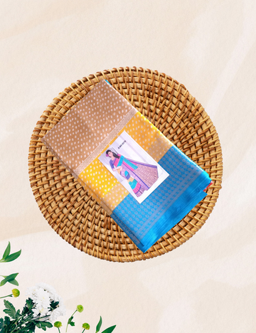 Multi colour dotted dola silk saree