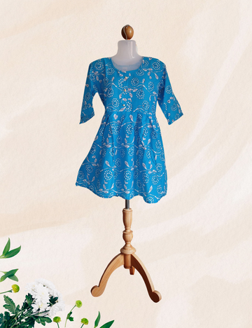 Ramar blue colour Floral reyon crop top