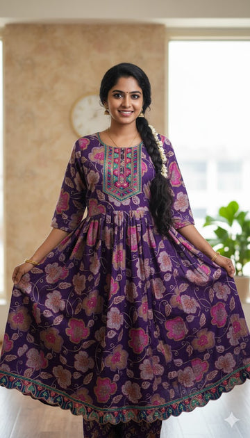 Purple Colour Vatican Silk Umbrella Kurthi