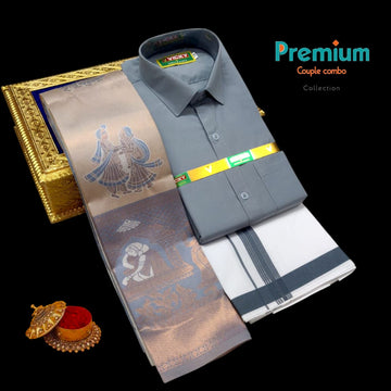 Ash Colour Premium Ethinic Wear Couple Combo Set