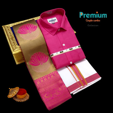 Peach Colour Premium Ethinic Wear Couple Combo Set