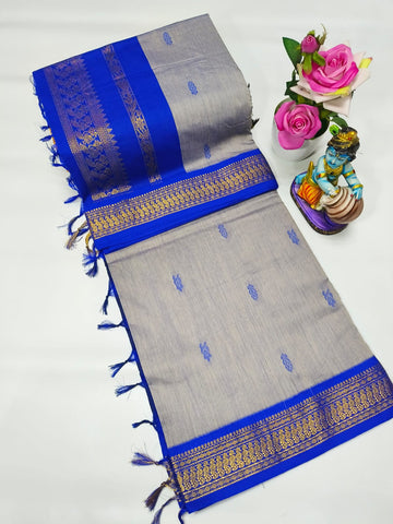 Ash with Blue Colour Premium Kalyani Cotton
