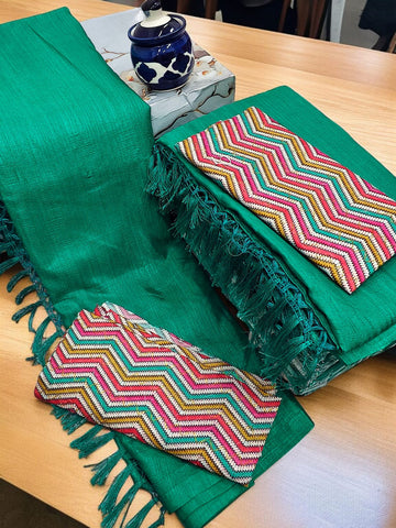 Ramar Green Crunchy Fancy Saree with blouse