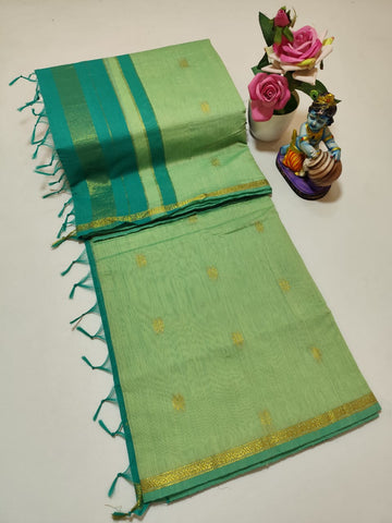 Pista Green with Green Colour Maheswari Silk Cotton Saree