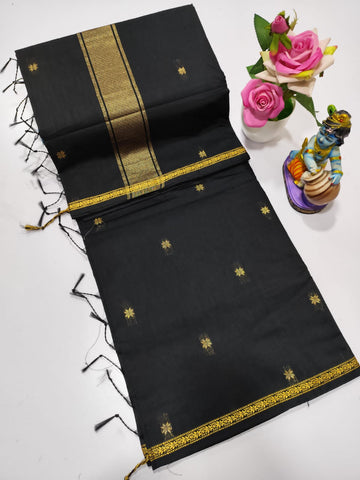 Black Colour Maheswari Silk Cotton Saree