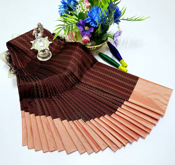 Brown with Cream Colour Premium Arani Silk aree