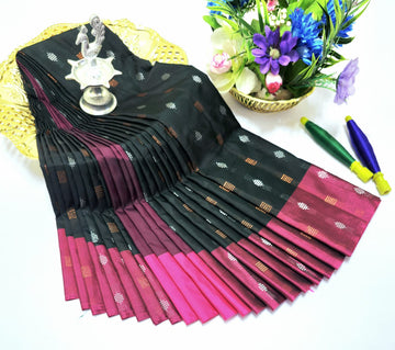 Green with Pink Colour Premium Arani Soft Silk Saree