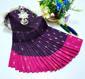 Purple with Pink Colour Premium Arani Soft Silk Saree