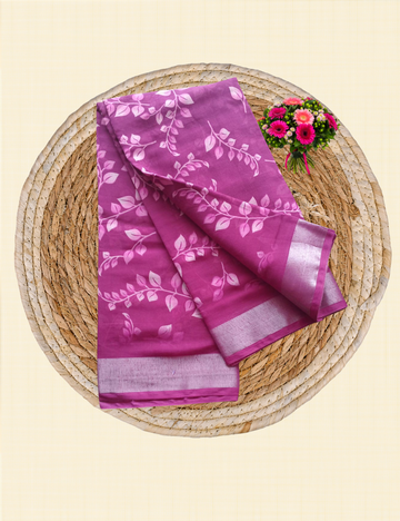 Curry Leaves Linine Cotton Saree - Purple