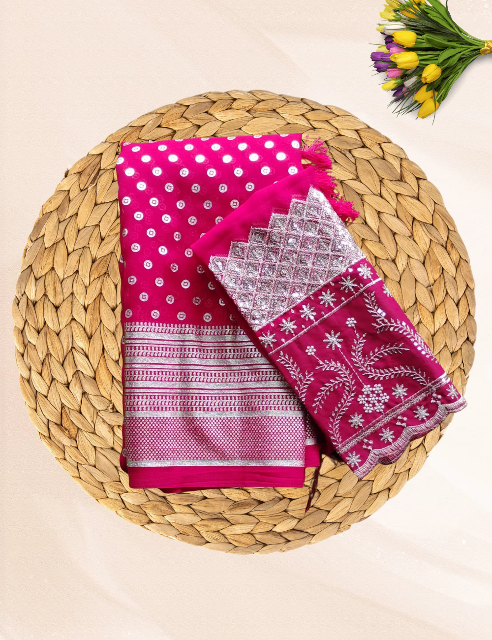 Fancy saree with work blouse