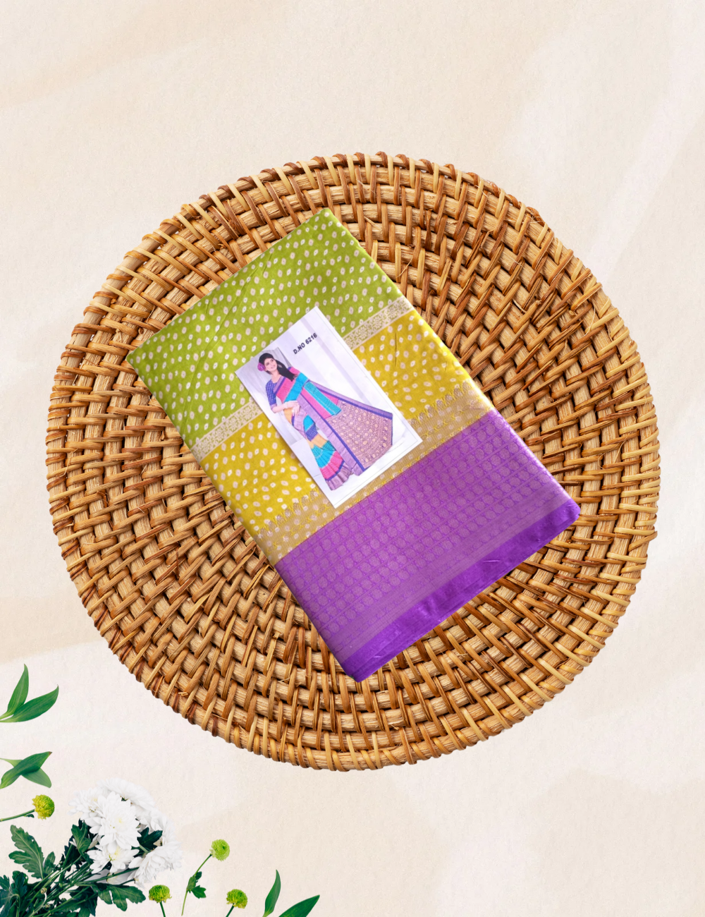 Multi colour dotted dola silk saree