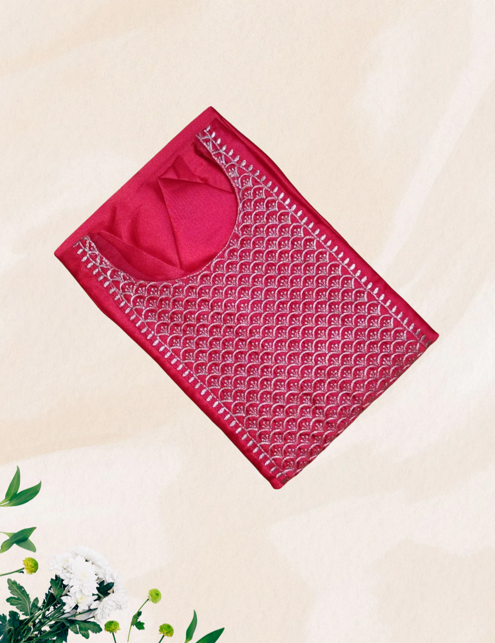 Red colour sidecut satin silk kurta