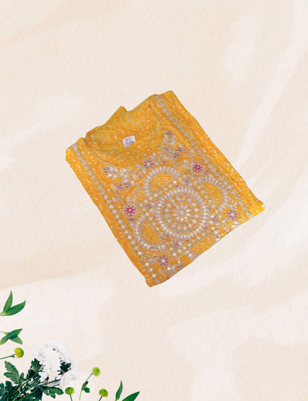 Yellow colour reyon long umbrella kurthi