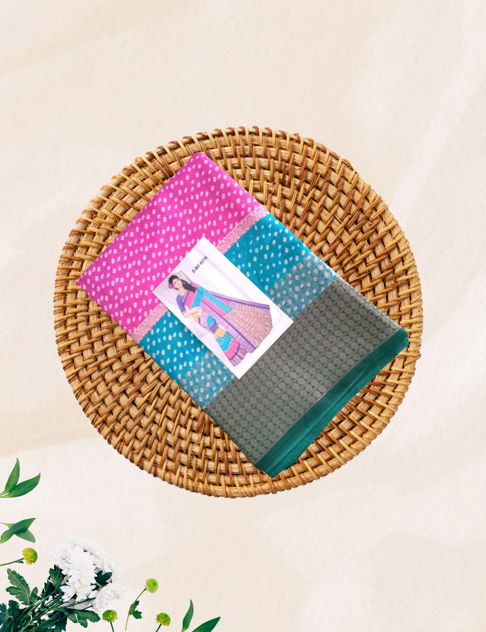 Multi colour dotted dola silk saree