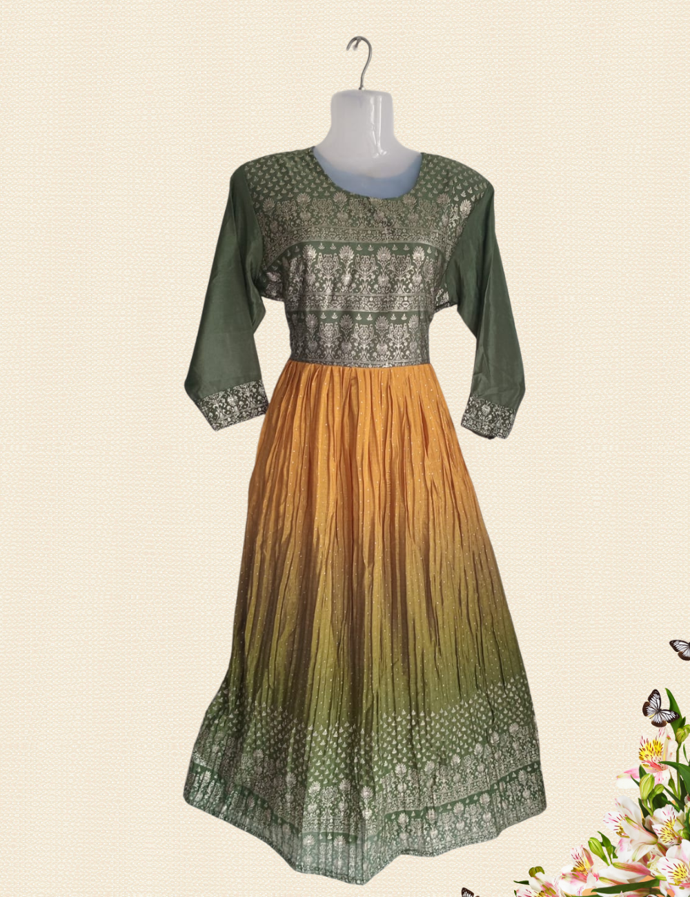Silk Long Umbrella Kurthi