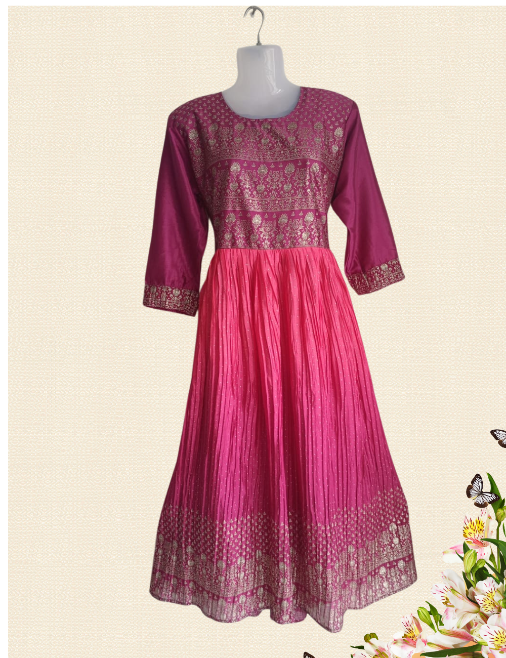 Silk Long Umbrella Kurthi