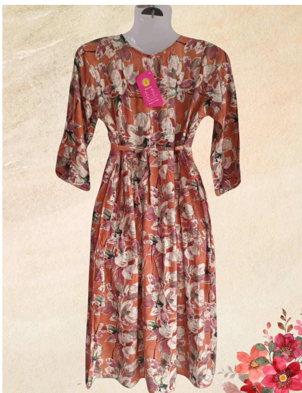 Brown Reyon Umbrella Kurthi