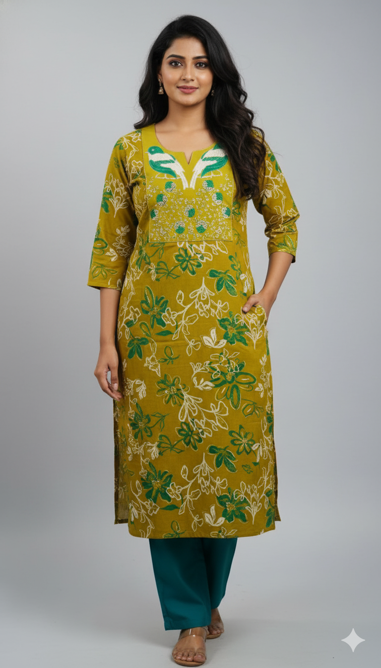 Green Colour Premium Quality Vatican Silk 2 Pcs Set