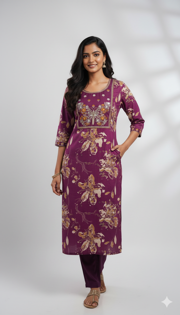 Wine Colour Premium Vatican Silk 2 Pcs Set