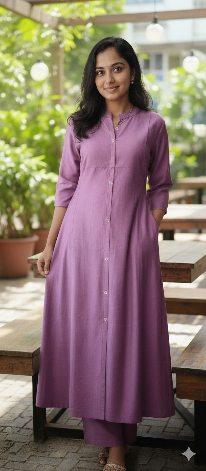 Onion Pink Colour Premium Vaticcan Silk Pcs C-ord Set