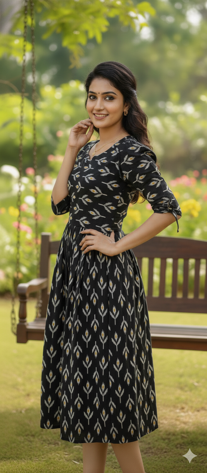 Elegant Black Balloon Sleeve Gown