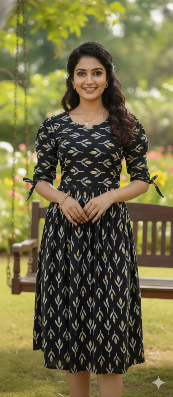 Elegant Black Balloon Sleeve Gown