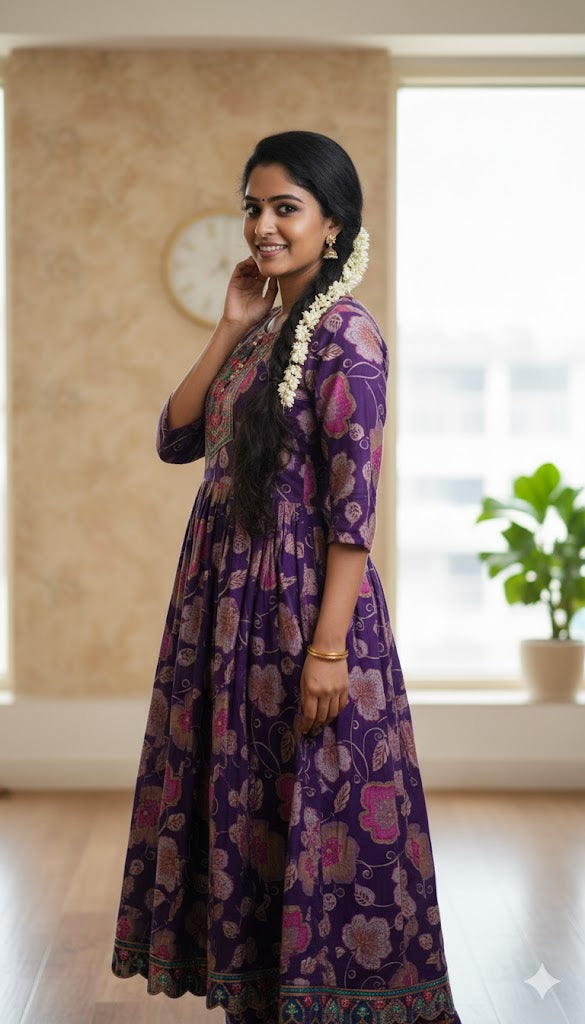 Purple Colour Vatican Silk Umbrella Kurthi