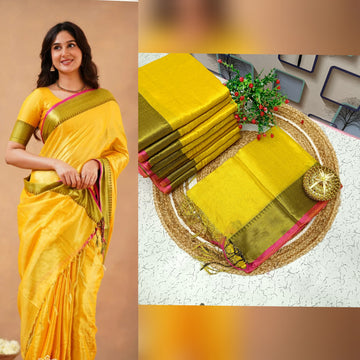 Yellow Colour Tissue Soft Silk Saree