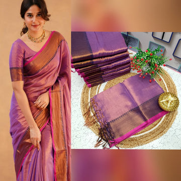 Lavender Colour Tissue Soft Silk Saree