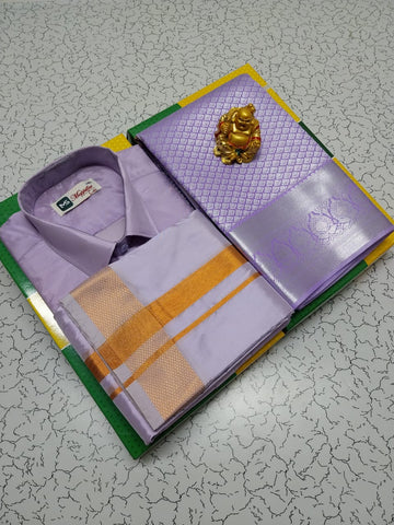 Lavender Colour Premium Silk Couple Combo Set
