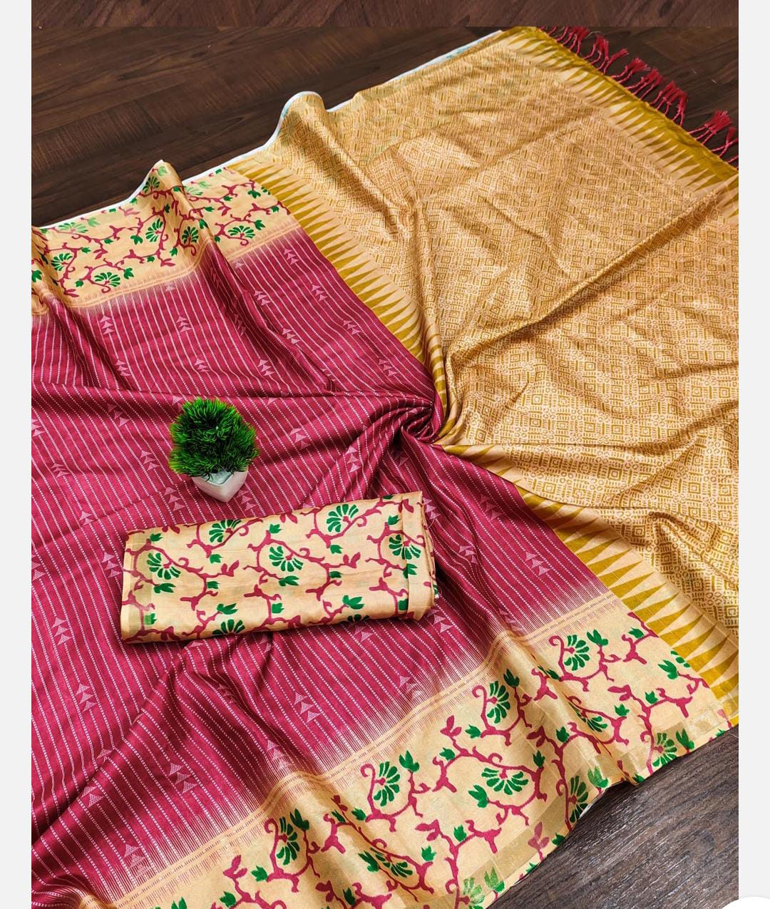 Red with Sandal Colour Silk warm Soft Cotton Saree