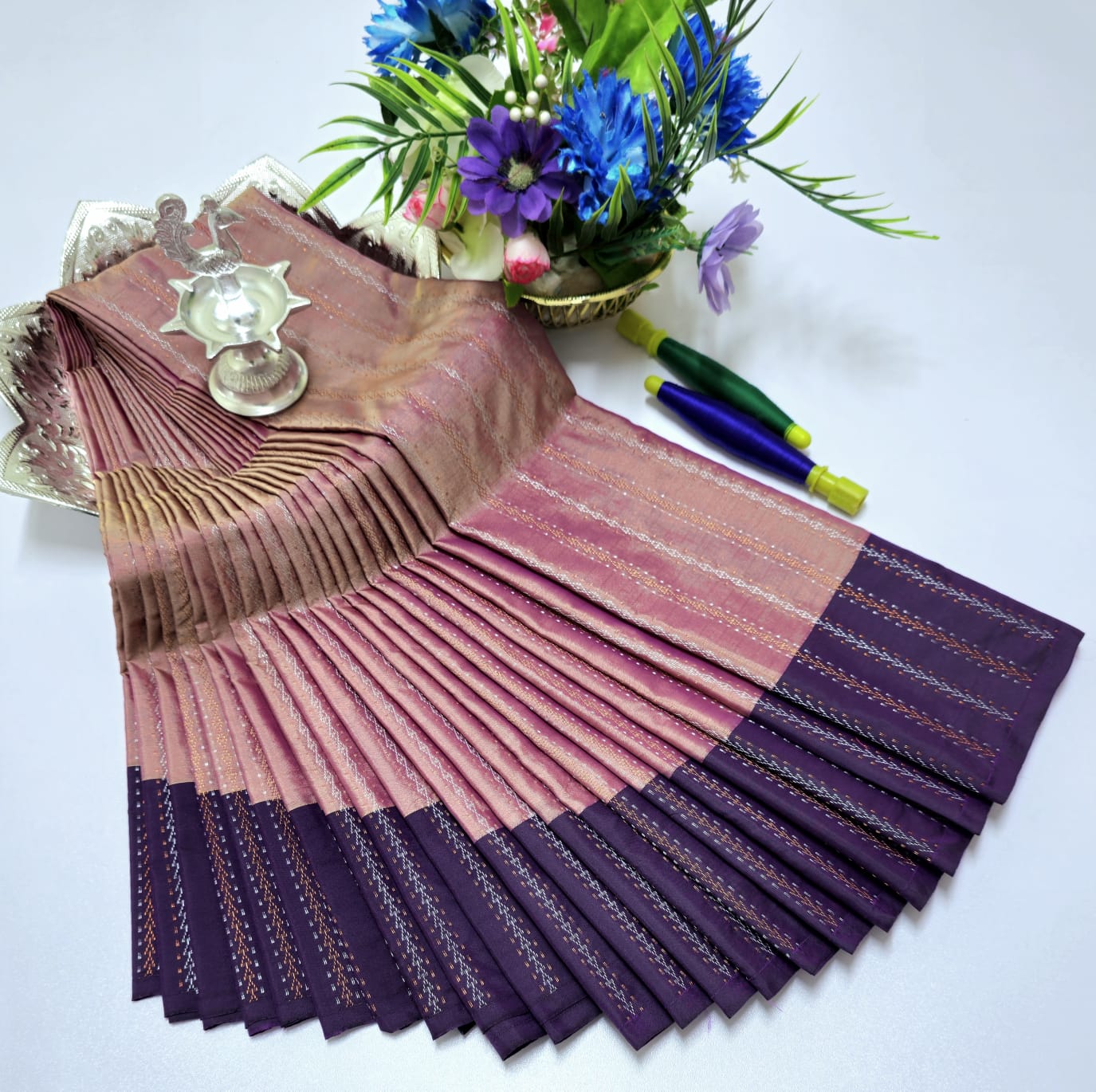 Pink with Purple Colour Premium Arani Soft Silk Saree