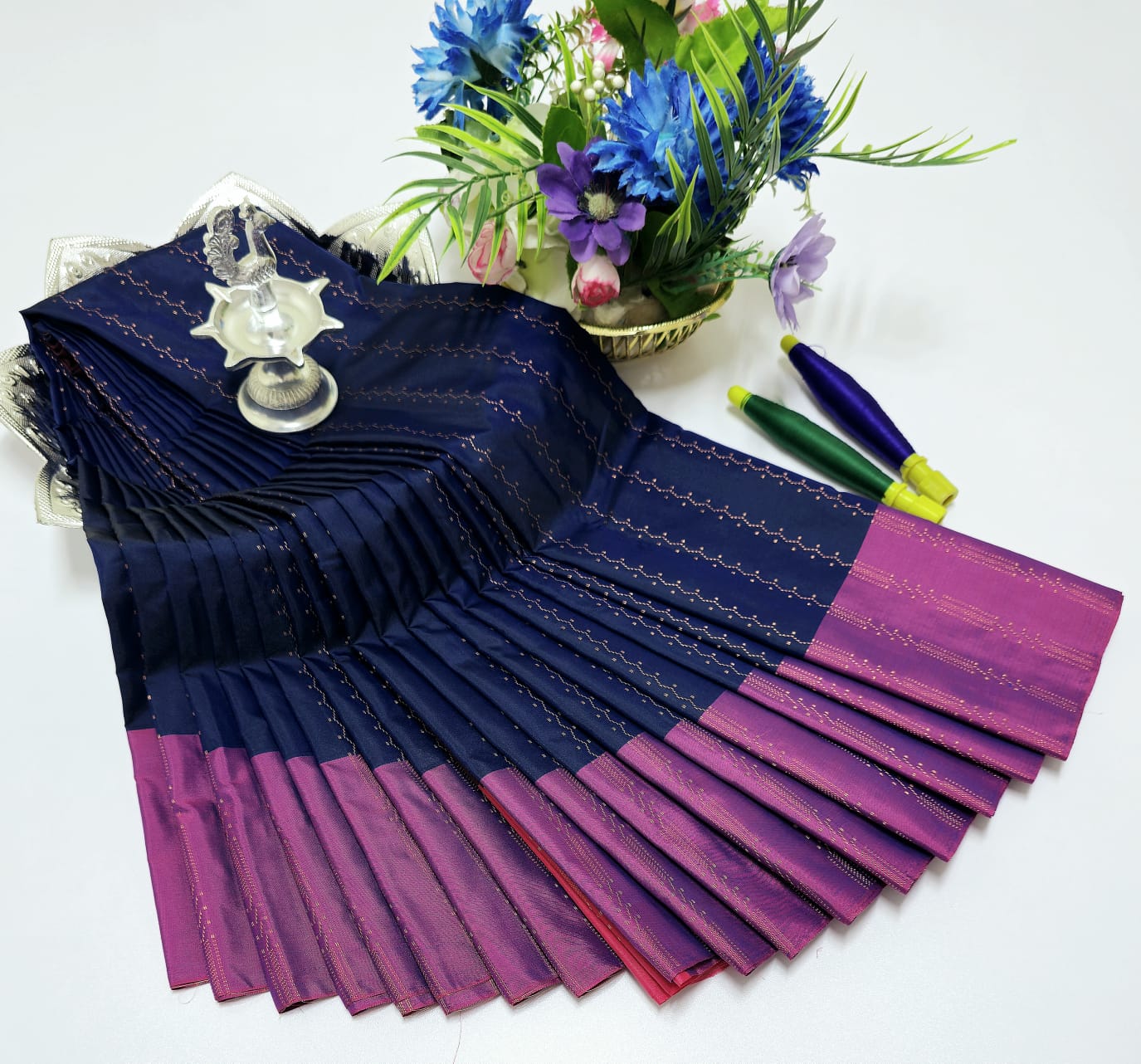 Blue with Purple Colour Premium Arani Soft Silk Saree