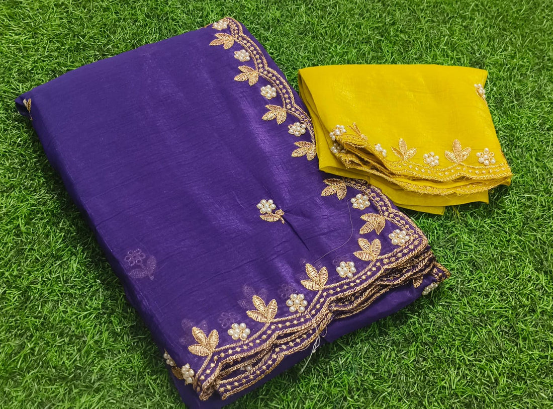 Blue Colour Space Silk Fancy Saree with Contrast Blouse