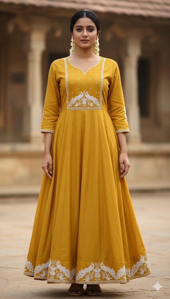 Yellow Colour Vatican Silk Premium Long Umbrella Kurthi